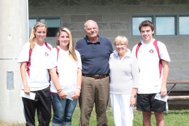 Scholarship recipients in 2012 were Mackenzie Craig and Ashley White, who played for the Peterborough City U18 girls team, and Chris Murtha and Scott Carlow (missing) from the U21 men’s side. Presentations were made by Mark's parents Fred and Margaret Forster (photo: Nicole White)