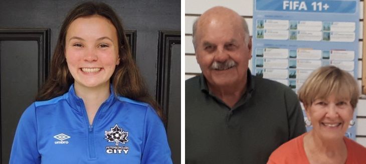 Left: 2020 Mark Forster Scholarship winner Julia Ebisuzaki-Mackay
Right: Mark's parents Fred and Margaret Forster (with Covid-19 precautions)