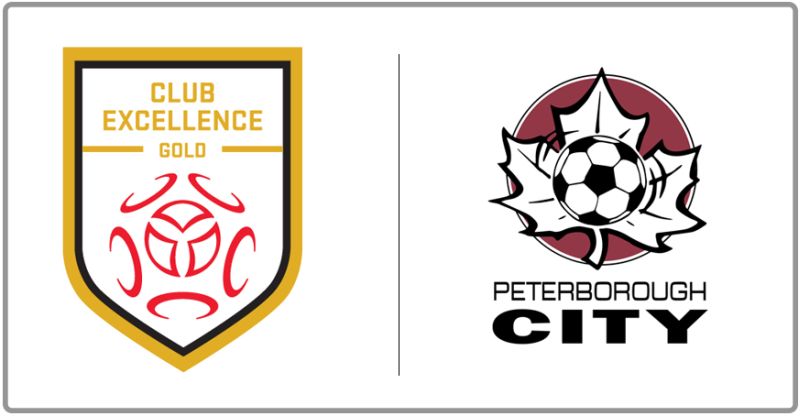 Club Excellence Gold Banner and Peterborough City Soccer logo