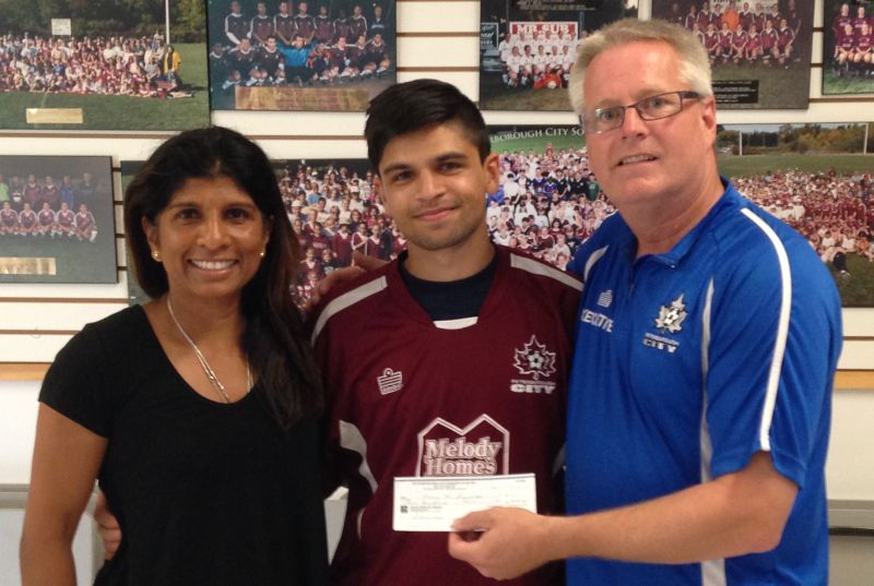 2015 Mark Forster Scholarship recipient Emery McLaughlin with Mom and PCSA Head Coach Mike Everson